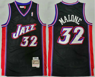 Men's Utah Jazz #32 Karl Malone Black 1998-99 Hardwood Classics Soul Swingman Throwback Jersey