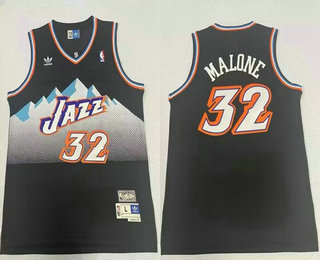 Men's Utah Jazz #32 Karl Malone Mountain Black Hardwood Classics Soul Swingman Throwback Jersey
