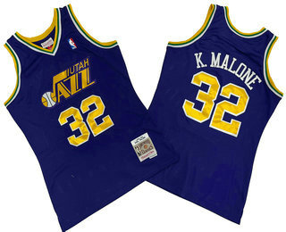 Men's Utah Jazz #32 Karl Malone Purple 1991-92 Hardwood Classics Soul Swingman Throwback Jersey 01