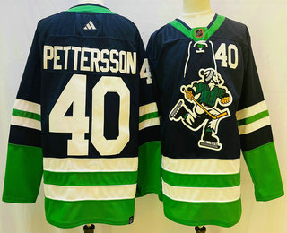 Men's Vancouver Canucks #40 Elias Pettersson Navy 2022 Reverse Retro Stitched Jersey