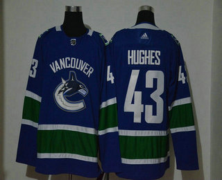 Men's Vancouver Canucks #43 Quinn Hughes Blue Adidas Stitched NHL Jersey