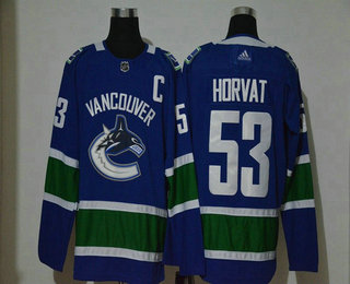 Men's Vancouver Canucks #53 Bo Horvat Blue With C Patch Adidas Stitched NHL Jersey