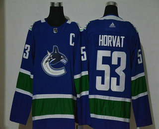 Men's Vancouver Canucks #53 Bo Horvat NEW Blue With C Patch Adidas Stitched NHL Jersey