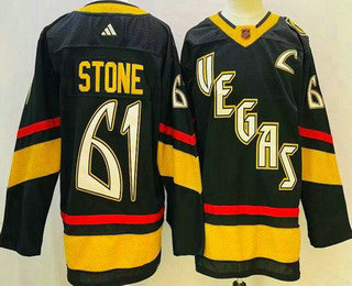 Men's Vegas Golden Knights #61 Mark Stone Black 2022 Reverse Retro Authentic Jersey
