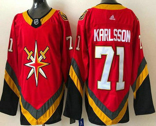 Men's Vegas Golden Knights #71 William Karlsson Red 2021 Reverse Retro Authentic Jersey