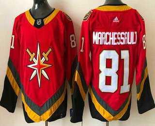 Men's Vegas Golden Knights #81 Jonathan Marchessault Red 2021 Reverse Retro Authentic Jersey
