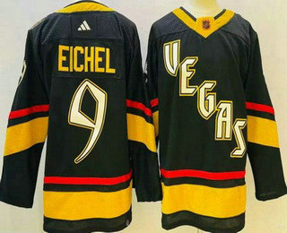 Men's Vegas Golden Knights #9 Jack Eichel Black 2022 Reverse Retro Authentic Jersey