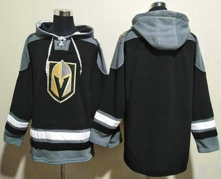 Men's Vegas Golden Knights Blank Black Ageless Must Have Lace Up Pullover Hoodie