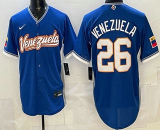 Men's Venezuela #26 Campeones Blue 2026 World Baseball Classic Cool Base Jersey
