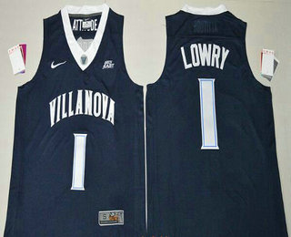 Men's Villanova Wildcats #1 Kyle Lowry Navy Blue College Basketball Stitched Nike Swingman Jersey