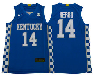 Men's Villanova Wildcats #14 Tyler Herro Royal Blue 2020 White College Basketball Swingman Stitched Nike Jersey