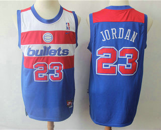 Men's Washington Bullets #23 Michael Jordan Blue Throwback Swingman Jersey