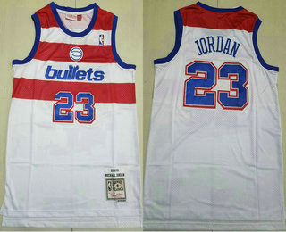 Men's Washington Bullets #23 Michael Jordan White Throwback Swingman Jersey