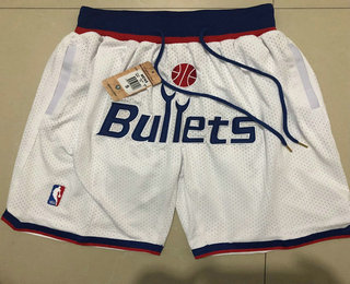 Men's Washington Bullets White Just Don Shorts Swingman Shorts