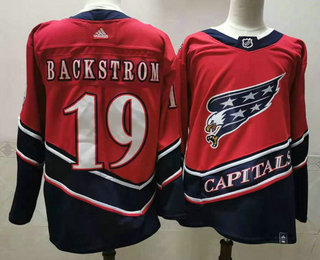Men's Washington Capitals #19 Nicklas Backstrom Red 2021 Retro Stitched NHL Jersey