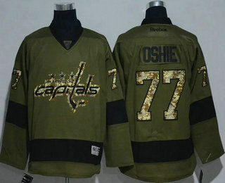 Men's Washington Capitals #77 T. J. Oshie Reebok Green Camo Player Jersey