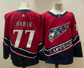 Men's Washington Capitals #77 T.J. Oshie Red 2021 Retro Stitched NHL Jersey
