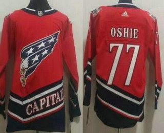 Men's Washington Capitals #77 TJ Oshie Red 2021 Reverse Retro Authentic Jersey