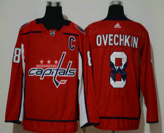Men's Washington Capitals #8 Alexander Ovechkin Red With Team Logo Adidas Stitched NHL Jersey
