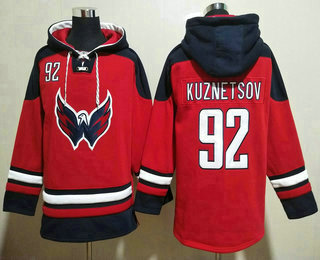 Men's Washington Capitals #92 Evgeny Kuznetsov Red Ageless Must Have Lace Up Pullover Hoodie
