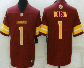Men's Washington Commanders #1 Jahan Dotson Limited Red Vapor Jersey