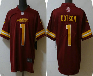 Men's Washington Commanders #1 Jahan Dotson Limited Red Vapor Jersey