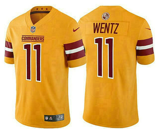 Men's Washington Commanders #11 Carson Wentz Yellow 2022 Vapor Untouchable Stitched Nike Limited Jersey