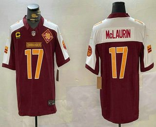 Men's Washington Commanders #17 Terry McLaurin Red Thanksgiving 2024 FUSE Vapor 90th Limited Stitched Jersey