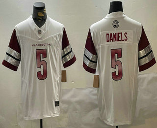 Men's Washington Commanders #5 Jayden Daniels Limited White FUSE Vapor Jersey