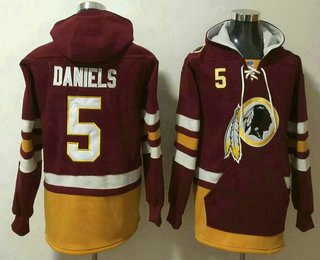 Men's Washington Commanders #5 Jayden Daniels NEW Red Pocket Stitched NFL Pullover Hoodie