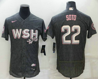 Men's Washington Nationals #22 Juan Soto 2022 Grey City Connect Cherry Blossom Flex Base Stitched Jersey