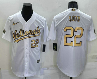 Men's Washington Nationals #22 Juan Soto Number White 2022 All Star Stitched Cool Base Nike Jersey