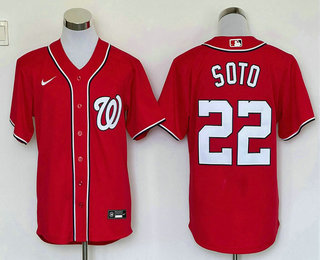 Men's Washington Nationals #22 Juan Soto Red Stitched MLB Cool Base Nike Jersey