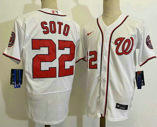 Men's Washington Nationals #22 Juan Soto White Stitched MLB Flex Base Nike Jersey 01