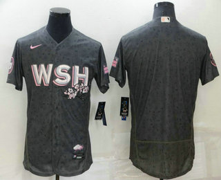Men's Washington Nationals Blank 2022 Grey City Connect Cherry Blossom Flex Base Stitched Jersey