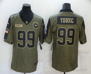 Men's Washington Redskins #99 Chase Young 2021 Olive Salute To Service Limited Stitched Jersey