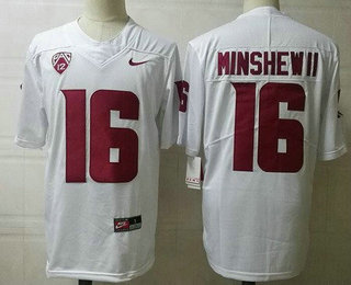 Men's Washington State Cougars #16 Gardner Minshew II White College Football Jersey