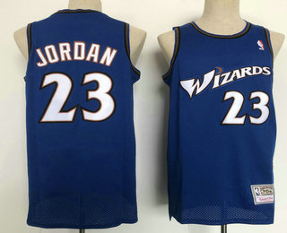 Men's Washington Wizards #23 Michael Jordan Blue Hardwood Classics Swingman Throwback Jersey 01