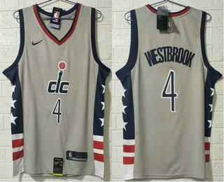 Men's Washington Wizards #4 Russell Westbrook NEW Grey 2021 City Edition NBA Swingman Jersey