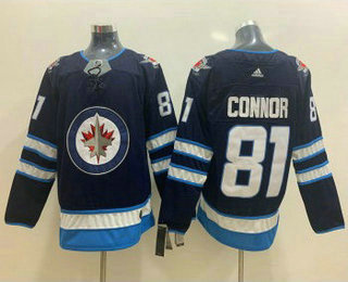 Men's Winnipeg Jets #81 Kyle Connor Navy Blue Adidas Stitched NHL Jersey