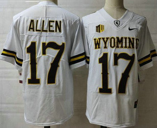 Men's Wyoming Cowboys #17 Josh Allen White College Jersey