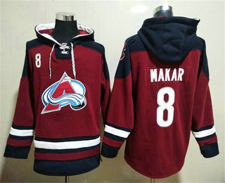 Mens Colorado Avalanche #8 Cale Makar Red Ageless Must Have Lace Up Pullover Hoodie