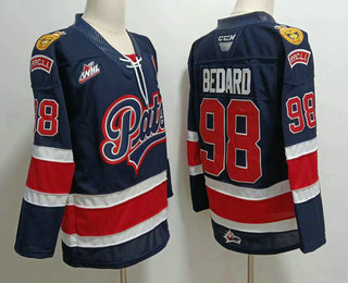 Mens Regina Pats #98 Connor Bedard Navy Blue CHL Hockey Jersey