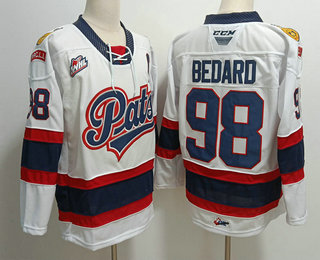 Mens Regina Pats #98 Connor Bedard White CHL Hockey Jersey