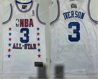 NBA 2003 All-Star #3 Allen Iverson White Hardwood Classics Soul Swingman Throwback Jersey 01