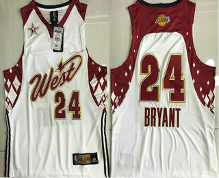 NBA 2007 All-Star Los Angeles Lakers #24 Kobe Bryant White Hardwood Classics Soul AU Throwback Jersey