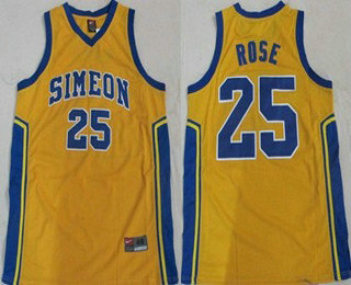 Simeon Vocational High School #25 Derrick Rose Yellow Jersey
