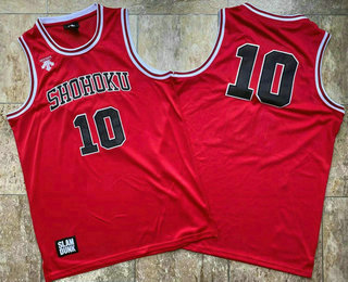 Slam Dunk Shohoku Away #10 Sakuragi Hanamichi Red Stitched AU Jersey