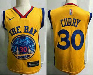 Toddler Golden State Warriors #30 Stephen Curry Yellow Nike Swingman Stitched NBA Jersey