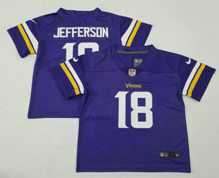 Toddlers Minnesota Vikings #18 Justin Jefferson Purple 2020 Color Rush Stitched NFL Nike Limited Jersey